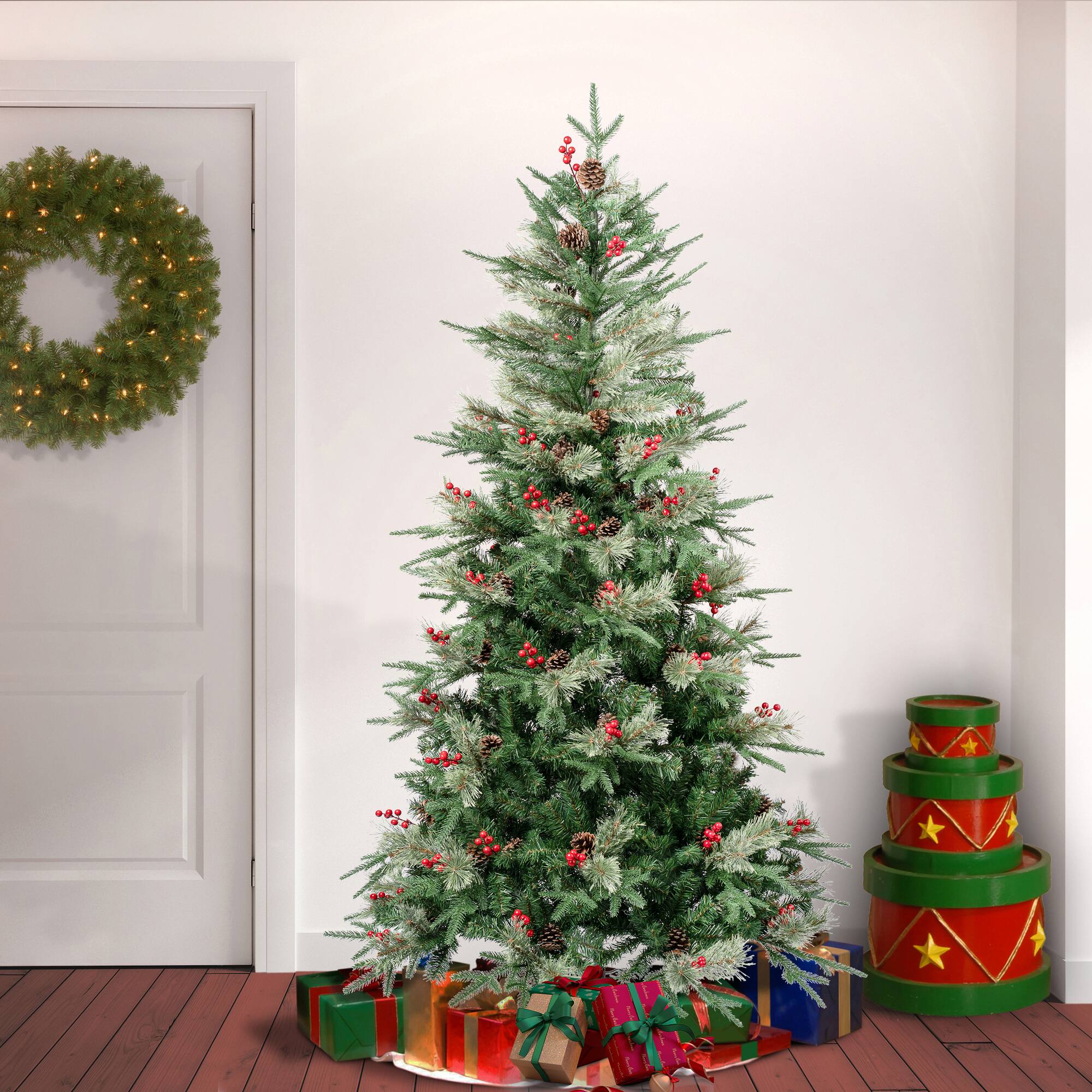 6ft. Unlit Feel Real® Duxbury Pine Mixed Slim Hinged Artificial Christmas Tree